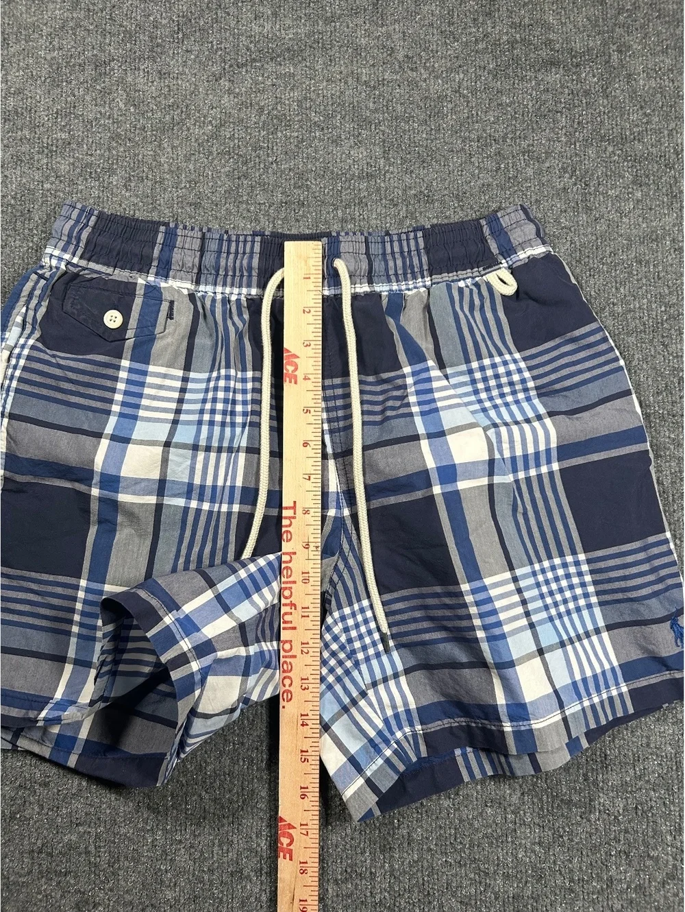 Polo Ralph Lauren Men's Blue Plaid Swim Shorts Size M
